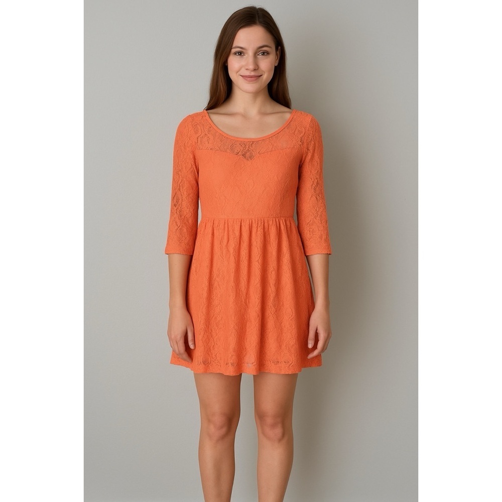 Free People x Vintage Peach Lace Mini Dress